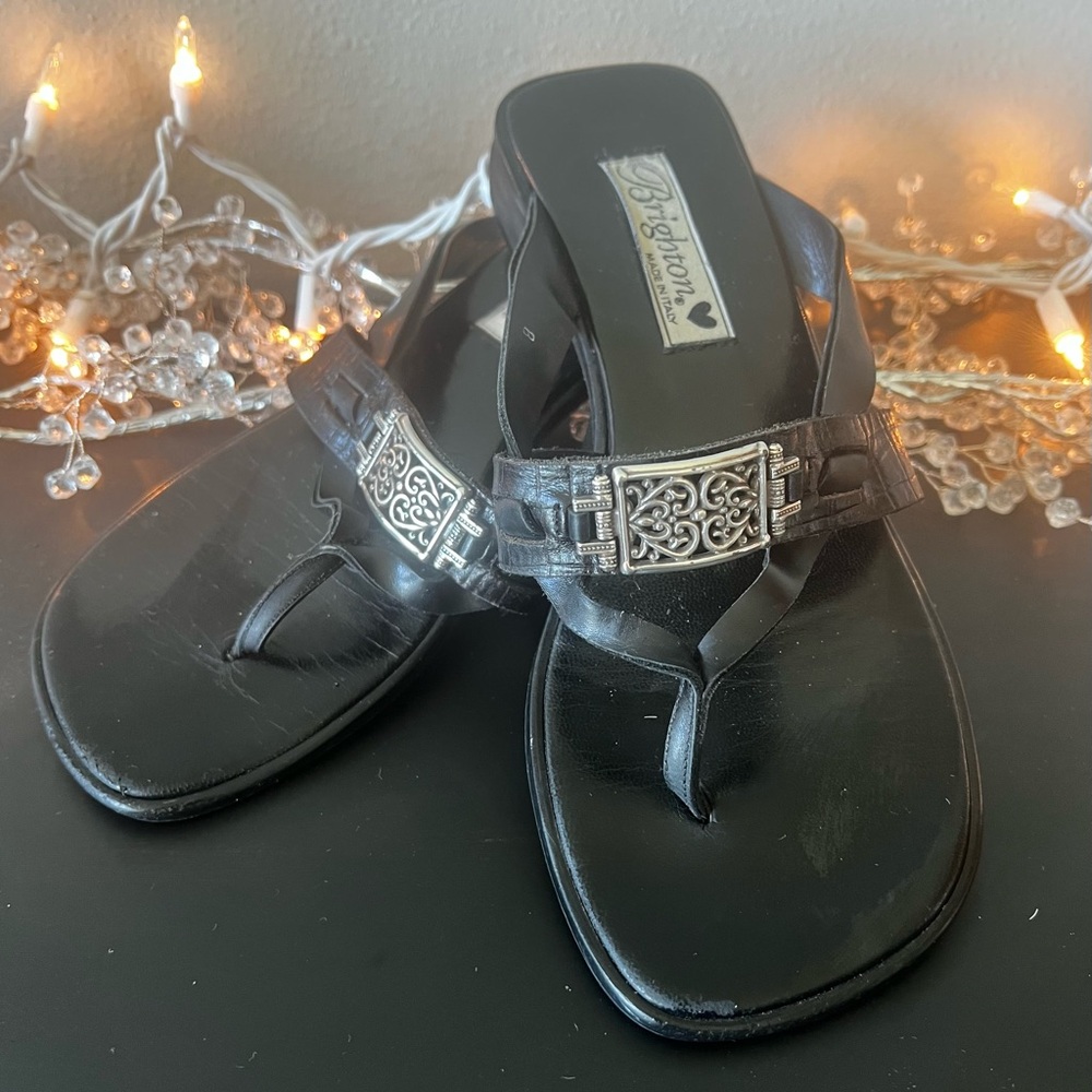 Brighton Women's Black Leather “Laura” Sandal Size 7 1/2